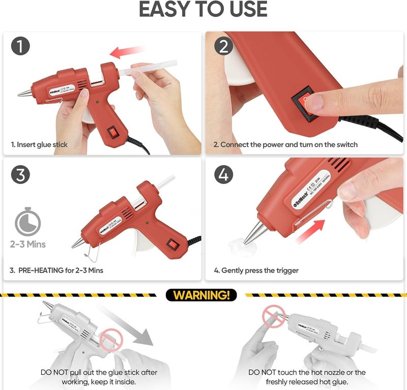 ROMECH 20W Mini Hot Glue Gun with 30 Glue Sticks Set, Fast Preheating Hot Glue Gun Kit Heavy Duty Gluegun for Craft, DIY, Repairs (Red) - Image 5